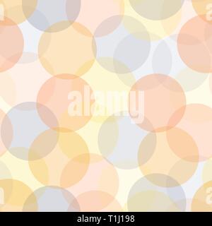 Cercles transparents abstraits dans les calques arrière-plan vectoriel transparent. Motif de points moderne avec différents niveaux d'opacité. Rose, orange, corail, bleu subtil Illustration de Vecteur