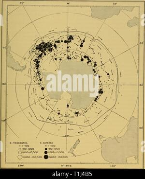 Rapports de découverte (1964) rapports de découverte discoveryreports32inst Année : 1964 UNE SUPERBE EUPHAUSIA ET £¥. TRIACANTHA 435 Fig. 157. La répartition et l'abondance relative de E. superba et E. triacantha. 50 Banque D'Images