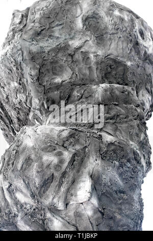 Météorite en pierres grises sur fond blanc Banque D'Images