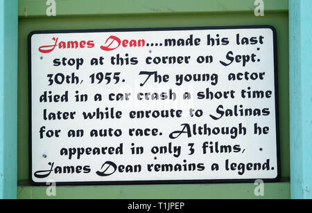 James Dean Memorial à Blackwell's Corner, CA Banque D'Images