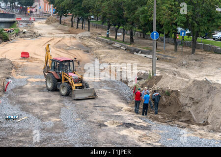 Brest, Biélorussie - Juillet 30, 2018 : Сonstruction d'une nouvelle route junction Banque D'Images