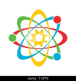 Le génie de la Science atomique symbole vecteur coloré Modèle de conception de logo graphique Illustration de Vecteur