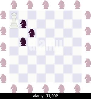 Pièces des échecs chevalier disposés suivant un motif ou une texture de fond se joindre à semlessly Illustration de Vecteur