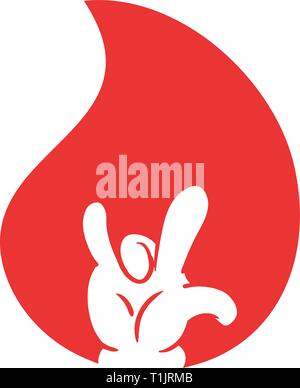 La main à l'intérieur d'un graphique représentant une flamme symbole main Illustration de Vecteur