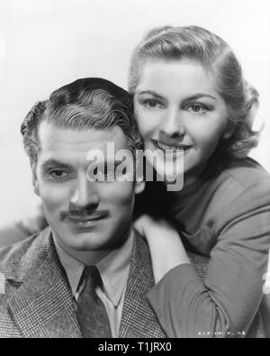 Laurence Olivier Joan Fontaine REBECCA 1940 réalisateur Alfred Hitchcock roman Daphné du Maurier producteur David O. Selznick Selznick International Pictures / United Artists Banque D'Images