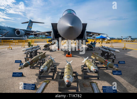 Langkawi, Malaisie. 27 mars 2019. Boeing F-15SG appartenant à l'Armée de Singapour sur l'affichage avec les armements au Crédit : exposition LIMA Chung Jin Mac/Alamy Live News Banque D'Images