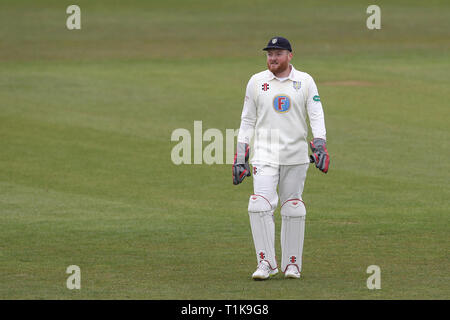 CHESTER LE STREET, UK 27E MARS Stuart Poynter de Durham au cours de la correspondance entre l'Université du CMC club de cricket du comté de Durham et Durham MCCU au Emirates Riverside, Chester le Street le mercredi 27 mars 2019. (Crédit : Mark Fletcher | MI News ) Crédit : MI News & Sport /Alamy Live News Banque D'Images