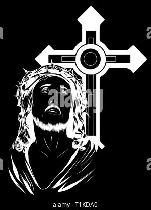 Illustration Jésus Christ Face, vecteur conception d'art Illustration de Vecteur