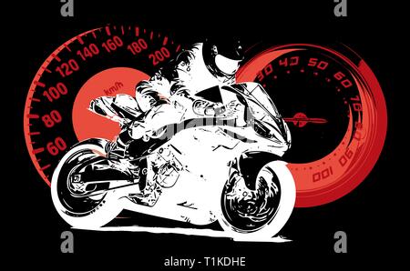 Un motard, abstract vector silhouette. La course moto route Illustration de Vecteur