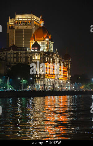 Hôtel Taj en nuit, Mumbai Maharashtra,Inde, Banque D'Images