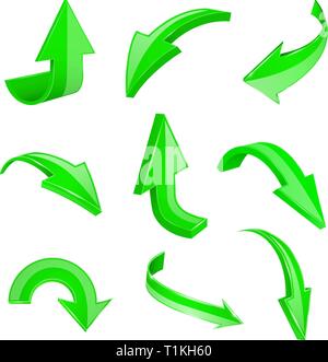 3d flèches vert brillant. Ensemble d'icônes pliées Illustration de Vecteur