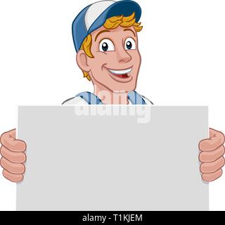 Caricature de bricoleur Construction Gardien Man Illustration de Vecteur