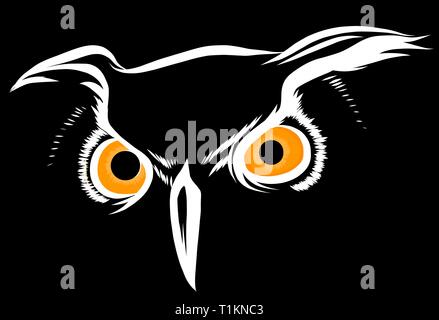 Vector brown silhouette d'un hibou sur un fond noir. Illustration de Vecteur