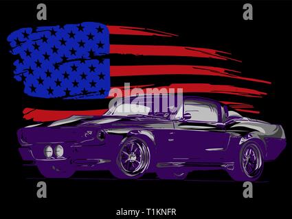 Vector illustration conception graphique d'un muscle car américain Illustration de Vecteur