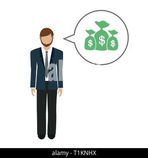 Caractère de l'homme d'affaires parle d'argent dollars vector illustration EPS10 Illustration de Vecteur
