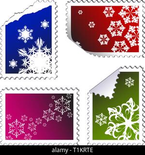 Ensemble de timbres de Noël sur fond blanc Illustration de Vecteur