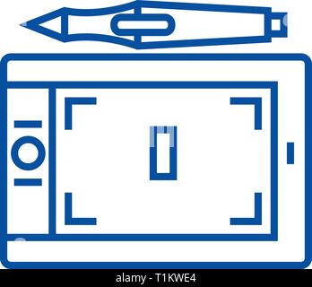 L'icône de la ligne graphique tablette concept. Graphiques vectoriels tablette télévision symbole, signe, contours illustration. Illustration de Vecteur