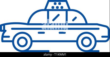 L'icône de la ligne de taxi voiture concept. Une voiture de taxi télévision vector symbole, signe, contours illustration. Illustration de Vecteur