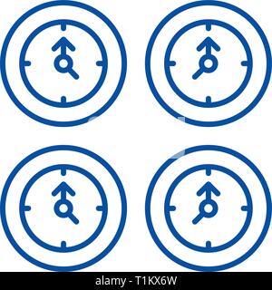 L'icône de la ligne de fuseaux horaires concept. Télévision les fuseaux horaires, signe, symbole vecteur illustration contour. Illustration de Vecteur