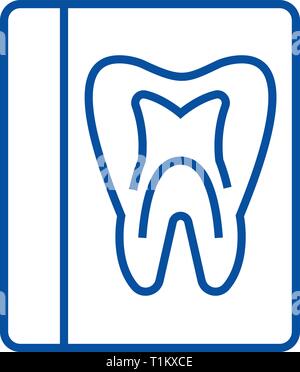 Dossier médical dentiste dent,rapport icône ligne concept. Dossier médical dentiste dent,rapport télévision vector symbole, signe, contours illustration. Illustration de Vecteur
