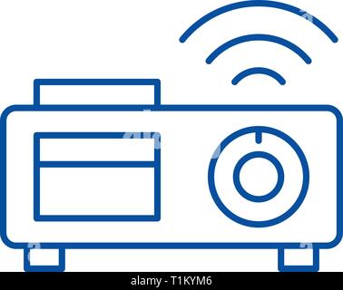 L'icône de la ligne du projecteur vidéo concept. Projecteur vidéo télévision vector symbole, signe, contours illustration. Illustration de Vecteur