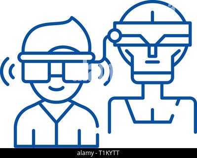 L'icône de la ligne de l'intelligence artificielle virtuelle concept. L'intelligence artificielle vecteur virtuel télévision symbole, signe, contours illustration. Illustration de Vecteur