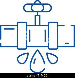 L'icône de la ligne de tuyaux de l'eau concept. Les tuyaux de l'eau symbole vecteur télévision, signe, contours illustration. Illustration de Vecteur