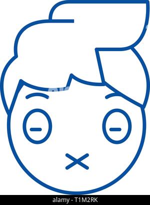 L'icône de la ligne emoji bouche zippée concept. Bouche zippée télévision emoji, signe, symbole vecteur illustration contour. Illustration de Vecteur