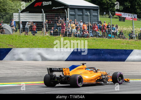 Spielberg/Autriche - 06/29/2018 - # 14 Fernando ALONSO (SPA) dans sa McLAREN MCL33 pendant le PC1 d'avance sur le Grand Prix d'Autriche 2018 au Red Bull Ring Banque D'Images