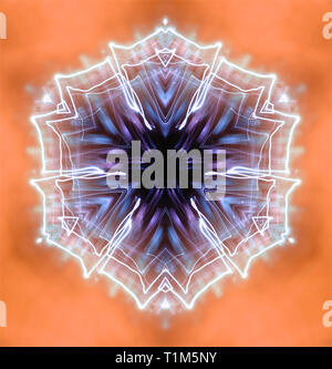 Colorful abstract modèle hexagonal dérivé de légèreté, violet sur fond orange Banque D'Images