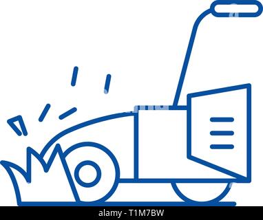 L'icône de la ligne de tondeuse à gazon concept. Tondeuse télévision vector symbole, signe, contours illustration. Illustration de Vecteur