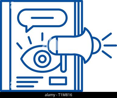 L'icône de la ligne publicité Magazine concept. Télévision Publicité Magazine, signe, symbole vecteur illustration contour. Illustration de Vecteur