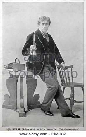 Sir George Alexander portrait, 1858 - 1918, était un acteur de théâtre anglais, producteur et directeur de théâtre, photographie de 1890 Banque D'Images