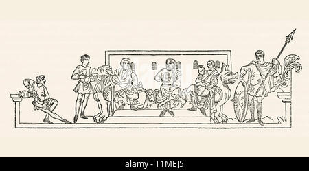 Calendrier anglo-saxon, avril, pré-Conquête normande de 1066, Illustration de John Cassell's Illustrated History of England, Vol. I à partir de la première période du règne de Édouard le quatrième, Cassell, Petter et Galpin, 1857 Banque D'Images