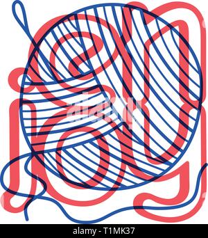 Tirer l'icône main tricot dans doodle style pour votre conception avec lettrage. Illustration de Vecteur