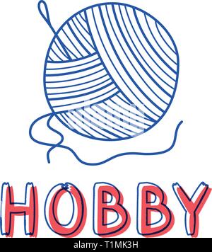 Tirer l'icône main tricot dans doodle style pour votre conception avec lettrage. Illustration de Vecteur