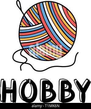 Tirer l'icône main tricot dans doodle style pour votre conception avec lettrage. Illustration de Vecteur