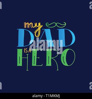 Papa super hero doodle citation en style manuscrite. Love Daddy phrase lettrage. Illustration de Vecteur