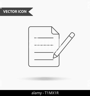 Vector illustration moderne et simple de stylos et l'icône du document. Image plate feuille de records avec lignes fines pour l'application, l'interface, présentation, Illustration de Vecteur