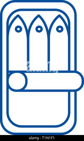 L'icône de la ligne de conserves de poisson concept. Les conserves télévision, signe, symbole vecteur illustration contour. Illustration de Vecteur