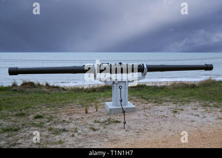 Coïncidence allemand / télémètre télémètre télémètre stéréoscopique parallaxe // image composite de télémètre le long de la côte de la mer du Nord, Raversijde Banque D'Images