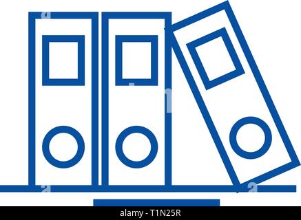 Dossiers et fichiers icône ligne concept. Des dossiers et des fichiers à plat, symbole vecteur signe, contours illustration. Illustration de Vecteur