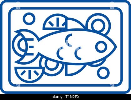 L'icône de la ligne du poisson frit concept. Télévision poisson frit, signe, symbole vecteur illustration contour. Illustration de Vecteur