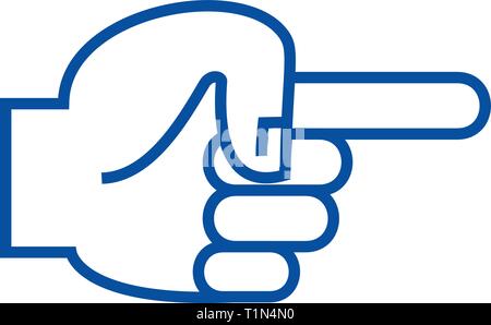 Main doigt pointeur icône ligne concept. Pointeur doigt main dos à plat, signe, symbole vecteur illustration contour. Illustration de Vecteur