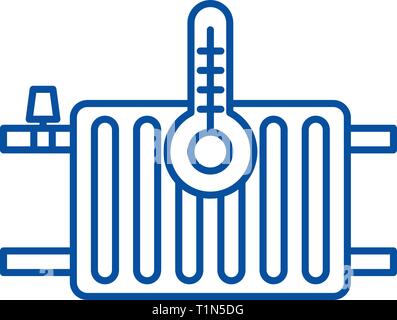 L'icône de la ligne de radiateurs de chauffage concept. Radiateurs de chauffage télévision vector symbole, signe, contours illustration. Illustration de Vecteur