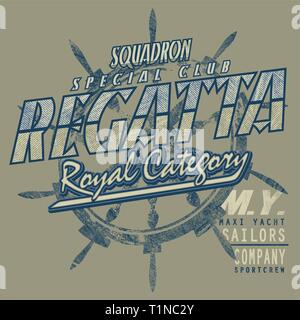 Composition typographique pour la concurrence, la régate des illustrations vectorielles pour sportswear Illustration de Vecteur