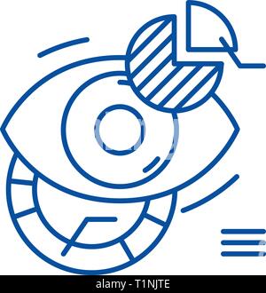 La gestion de l'icône de la ligne de données concept. La gestion des données télévision vector symbole, signe, contours illustration. Illustration de Vecteur