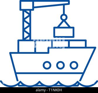 L'icône de la ligne logistique maritime concept. La logistique maritime télévision vector symbole, signe, contours illustration. Illustration de Vecteur