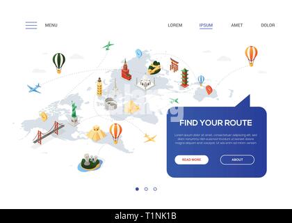 Trouvez votre itinéraire - Bannière web isométrique colorés Illustration de Vecteur