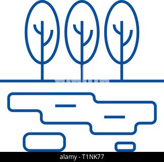 L'icône de la ligne du lac Marsh,concept. Marsh Lake,télévision, signe, symbole vecteur illustration contour. Illustration de Vecteur